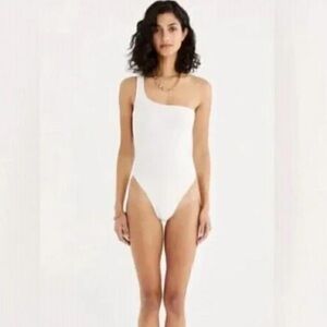 Rumer the label Cassidy Malliot one piece one shoulder swimsuit